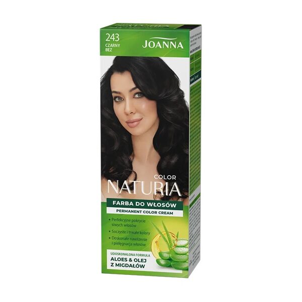 Matu krāsa “Naturia Color” ar alvejas un amandeļu eļļu, 243 - Melnas olīves