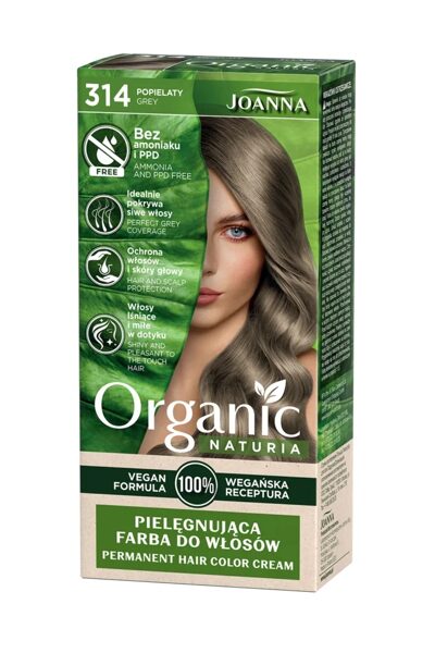 Matu krāsa "Naturia Organic 100% Vegan" bez amonjaka, 314 - Pelnu pelēks