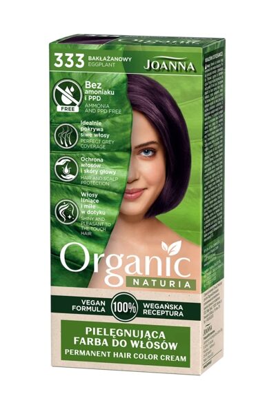Matu krāsa "Naturia Organic 100% Vegan" bez amonjaka, 333 - Baklažāns