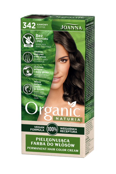 Matu krāsa "Naturia Organic 100% Vegan" bez amonjaka, 342 - Kafija
