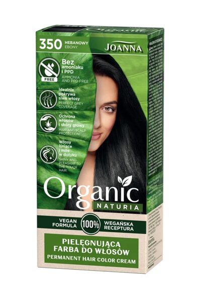 Matu krāsa "Naturia Organic 100% Vegan" bez amonjaka, 350 - Melns
