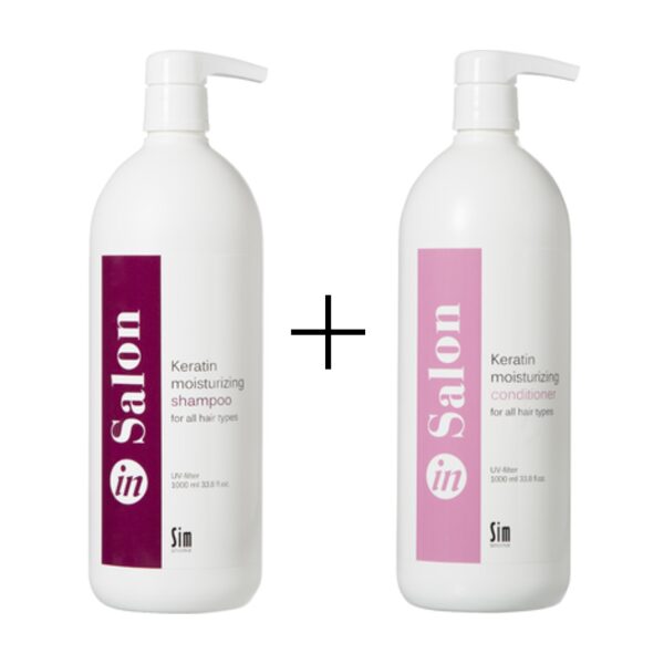 Sim In Salon шампунь + бальзам с кератином для женщин, 1000 мл + 1000 мл